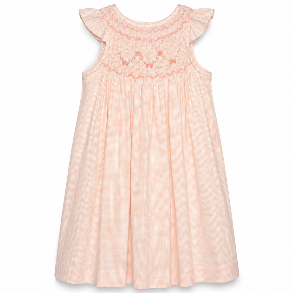B8101 - VESTIDO CAPRI BORDADO A MANO FONDO ROSA