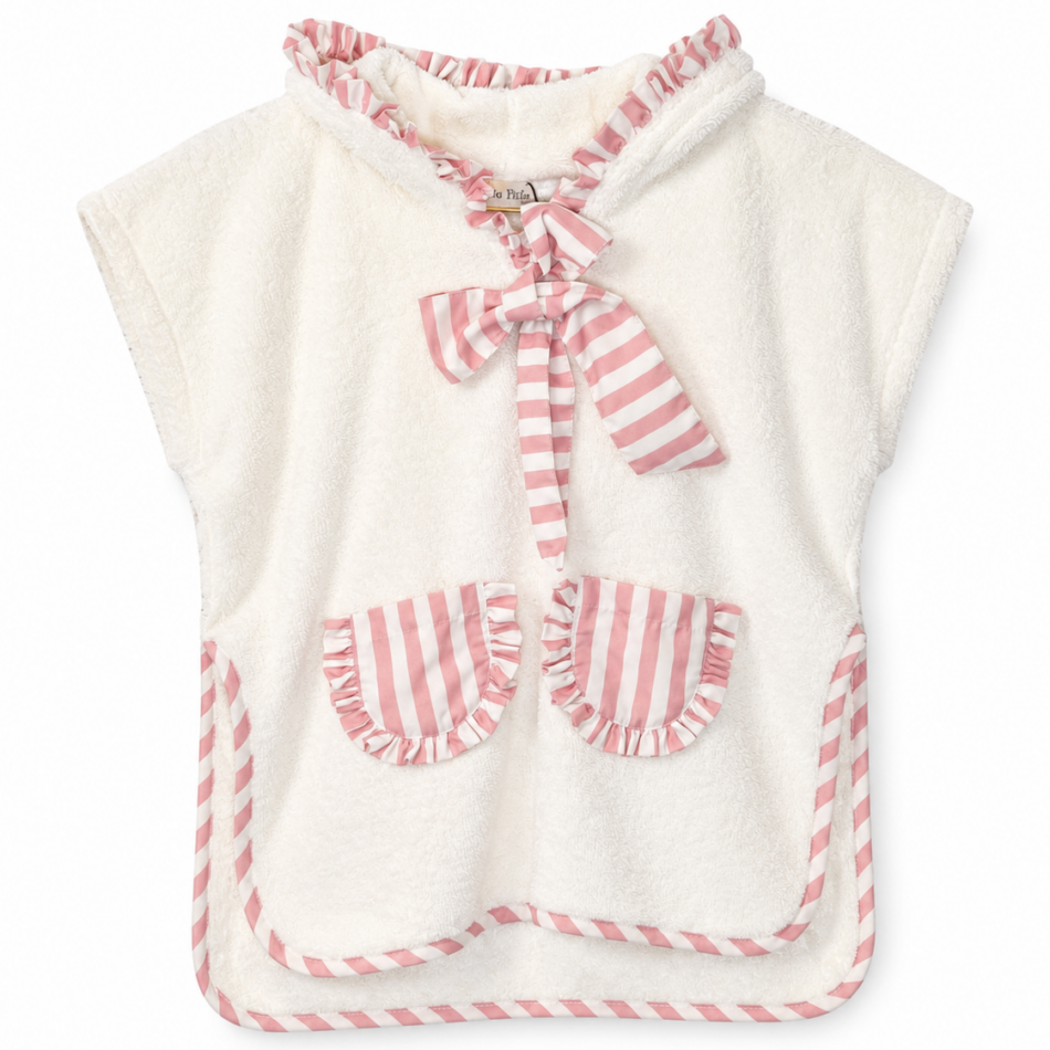 BEACH PONCHO GIRL - MP027SS26-STRIPES-CORAL