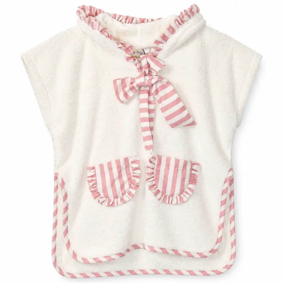BEACH PONCHO GIRL - MP027SS26-STRIPES-CORAL