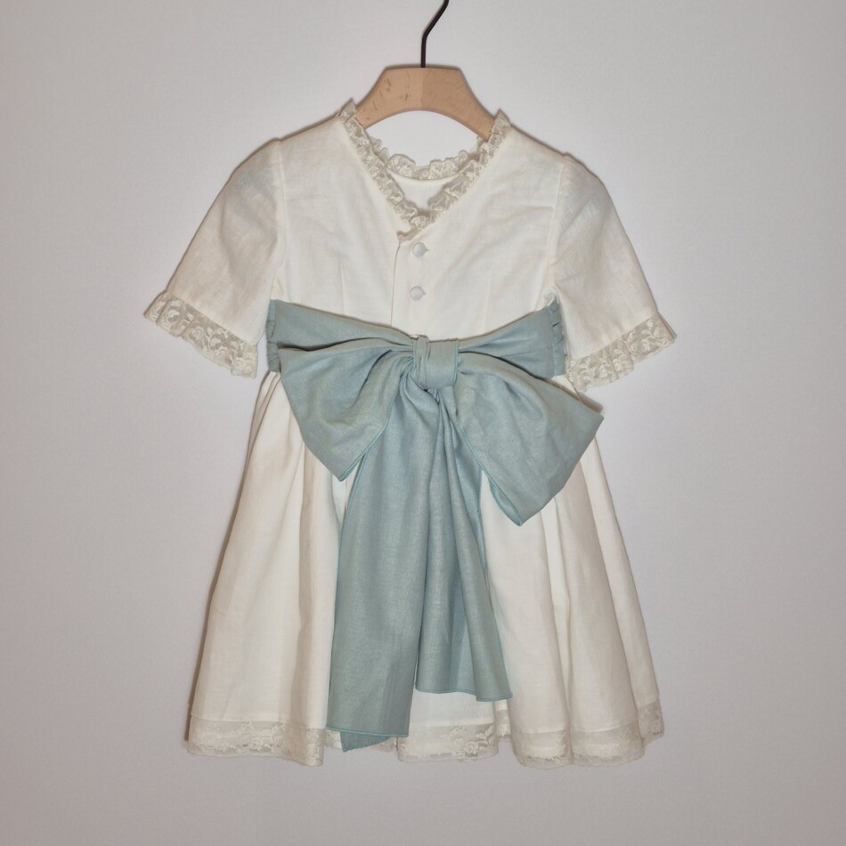 Vestido lino liso lazada verde